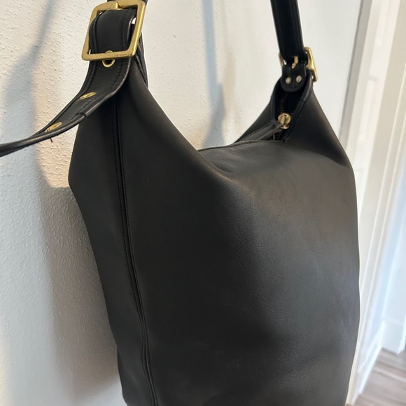 VTG 80-90s Coach Duffle Sack Bucket Shoulder Bag 9085 Black [Made in the USA] - Picture 6 of 13